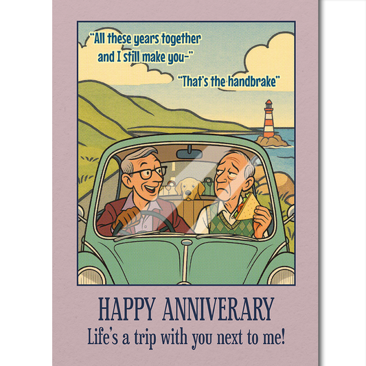 Funny Gay Anniversary Card: Handbreak