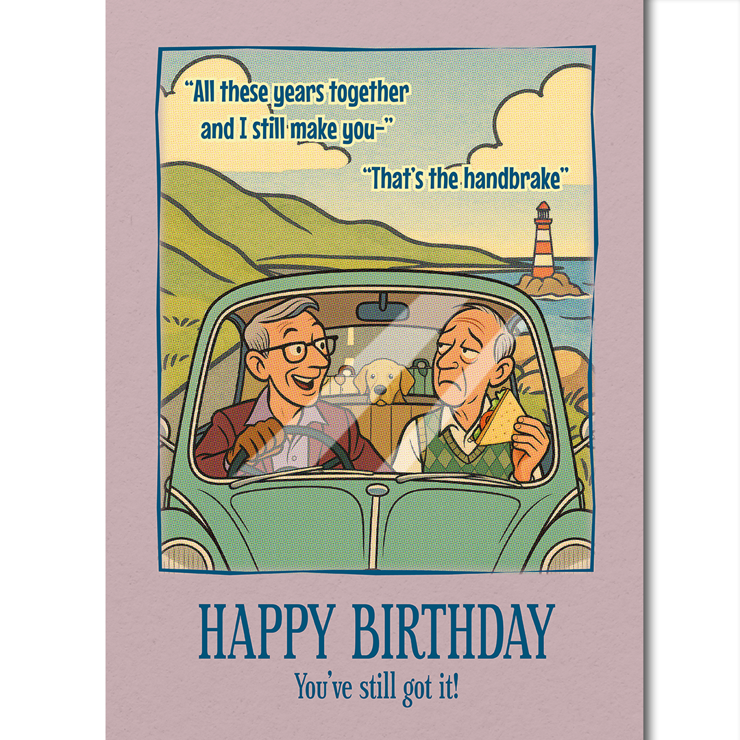 Funny gay birthday card: Handbreak