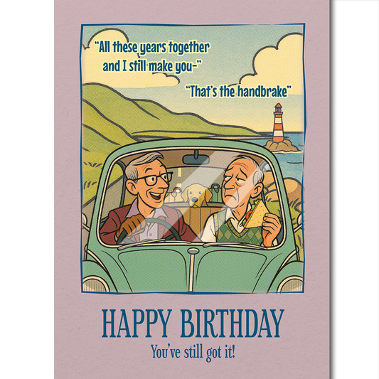 Funny gay birthday card: Handbreak