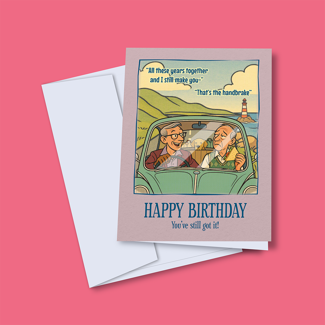 Funny gay birthday card: Handbreak