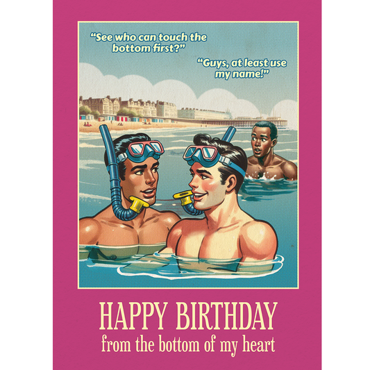 Funny Gay Birthday Card: Touch the Bottom
