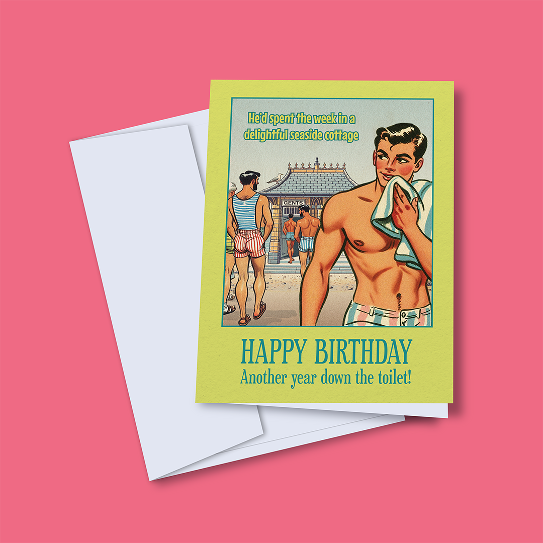 Funny gay birthday card: Cottage