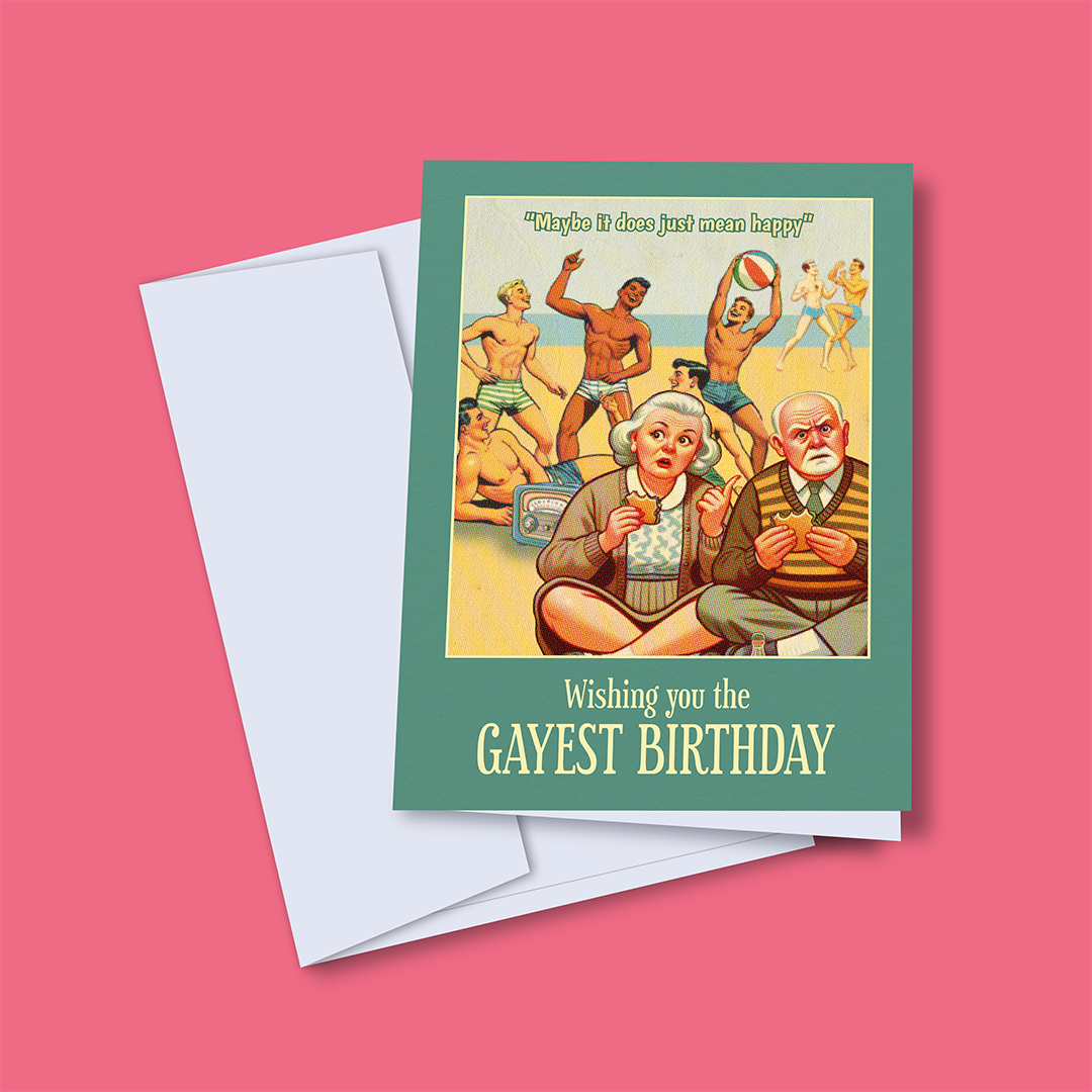 Funny Gay Birthday Card: Gay as in Happy