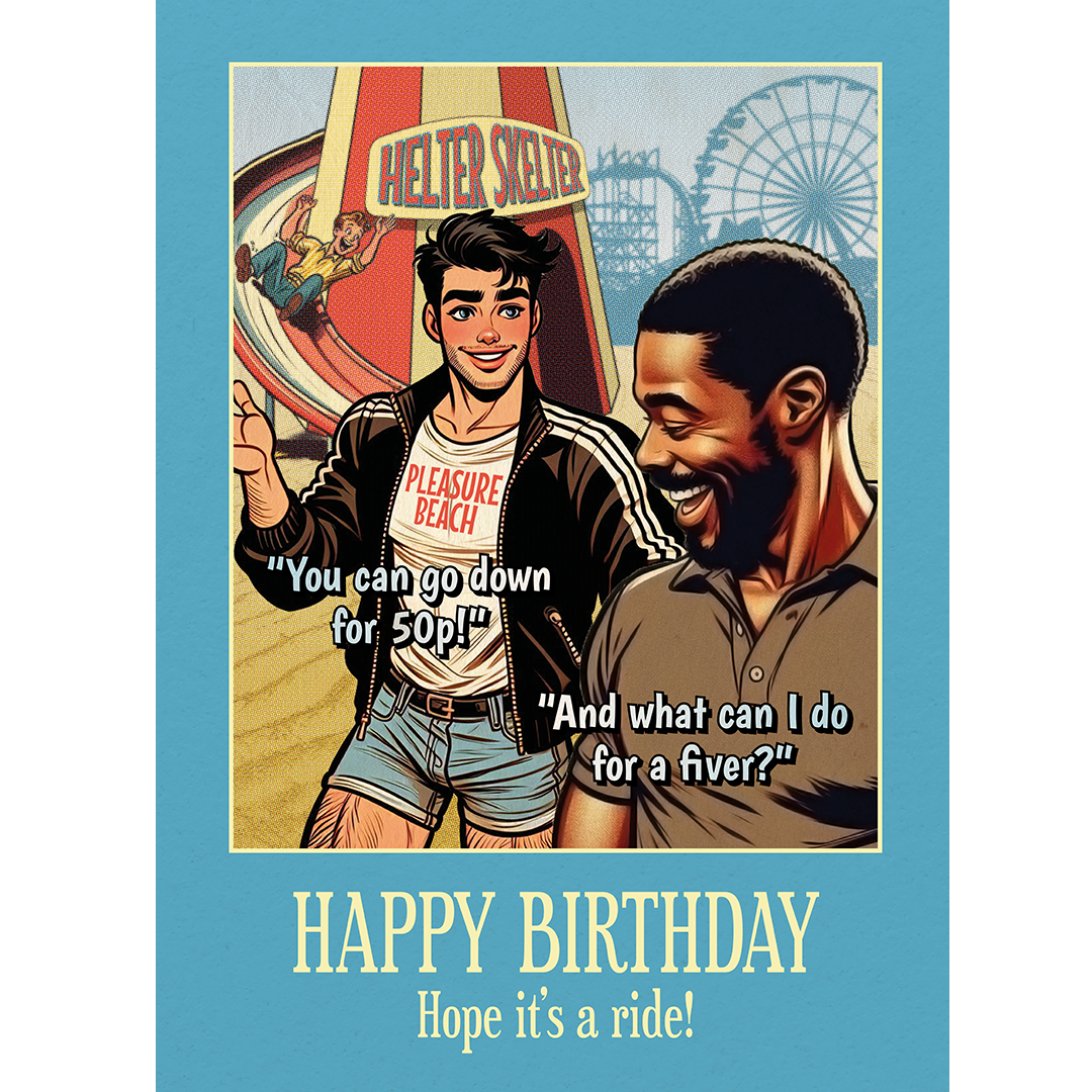 Funny Gay Birthday Card: Going Down