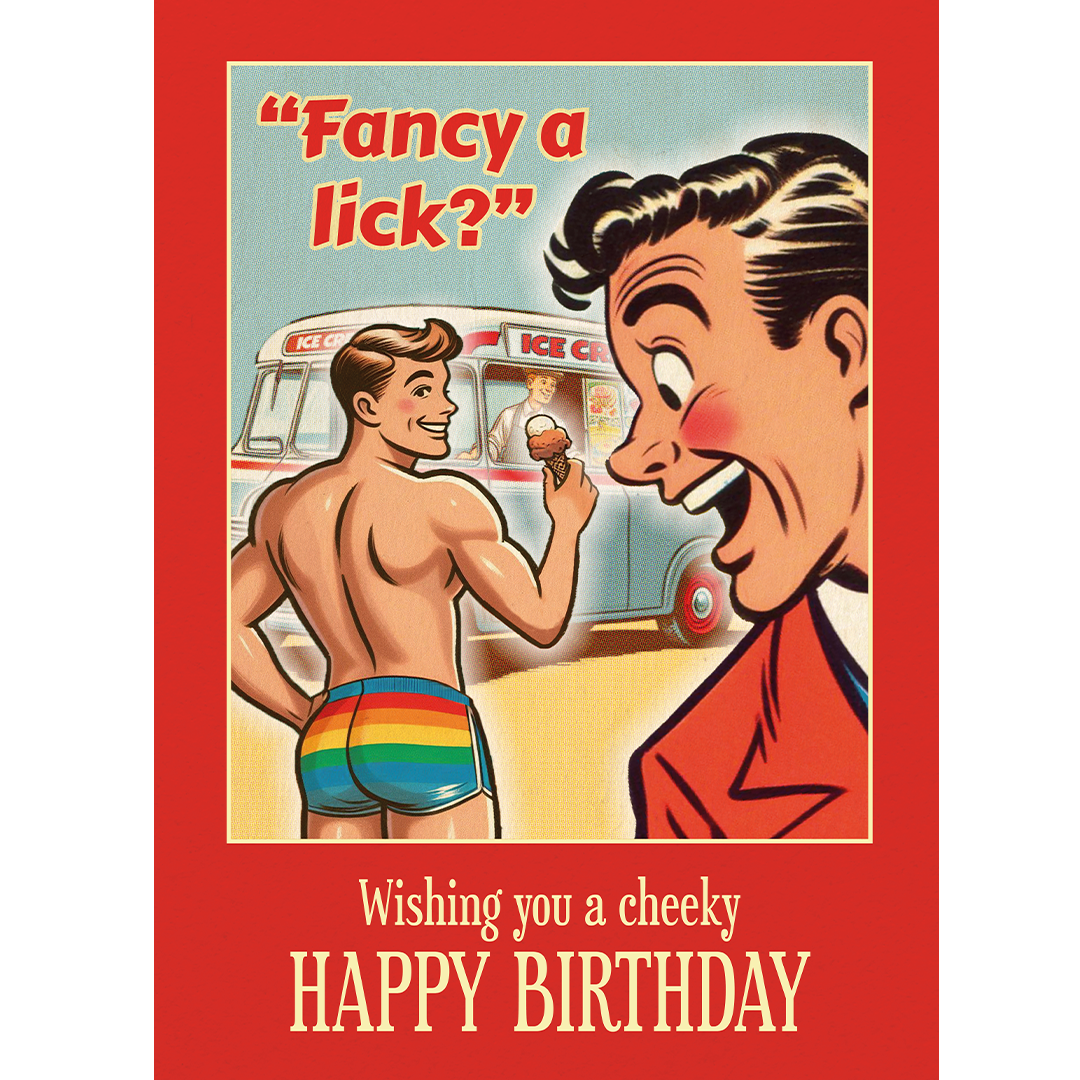 Funny Gay Birthday Card: Ice-cream