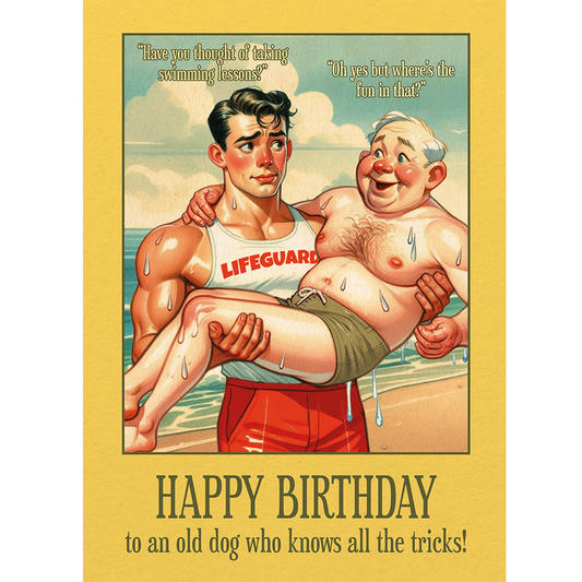 Funny Gay Birthday Card: Lifeguard