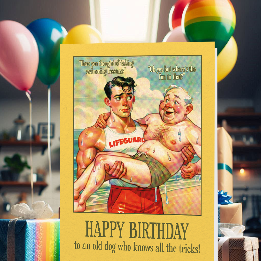 Funny Gay Birthday Card: Lifeguard
