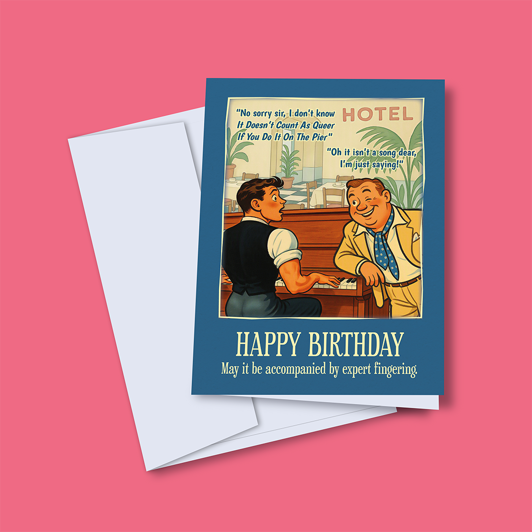 Funny Gay Birthday Card: Nice Pianist