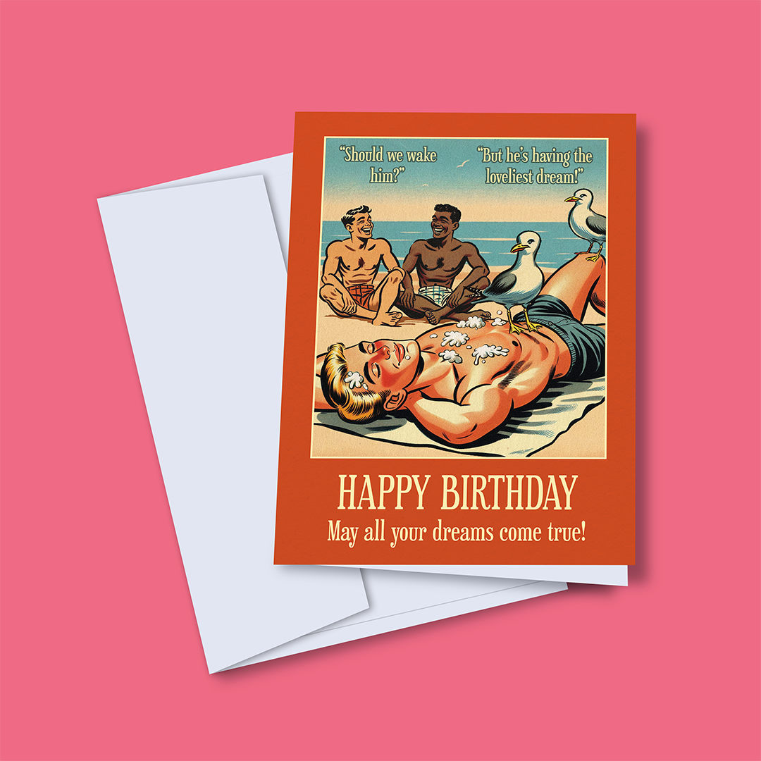 Funny gay birthday card: Seagulls