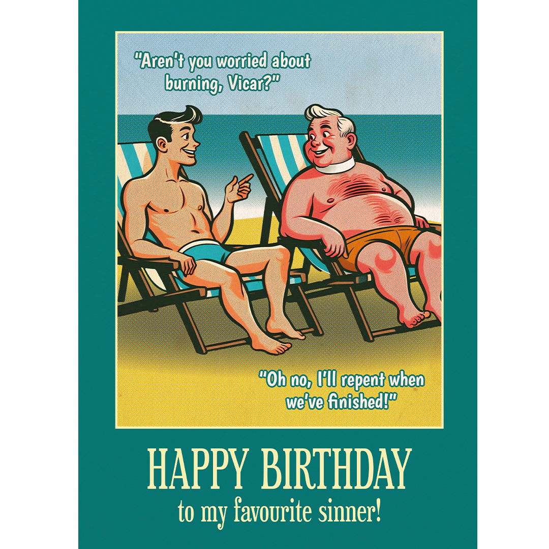 Funny Gay Birthday Card: To my favourite sinner