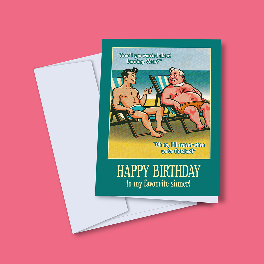 Funny Gay Birthday Card: To my favourite sinner