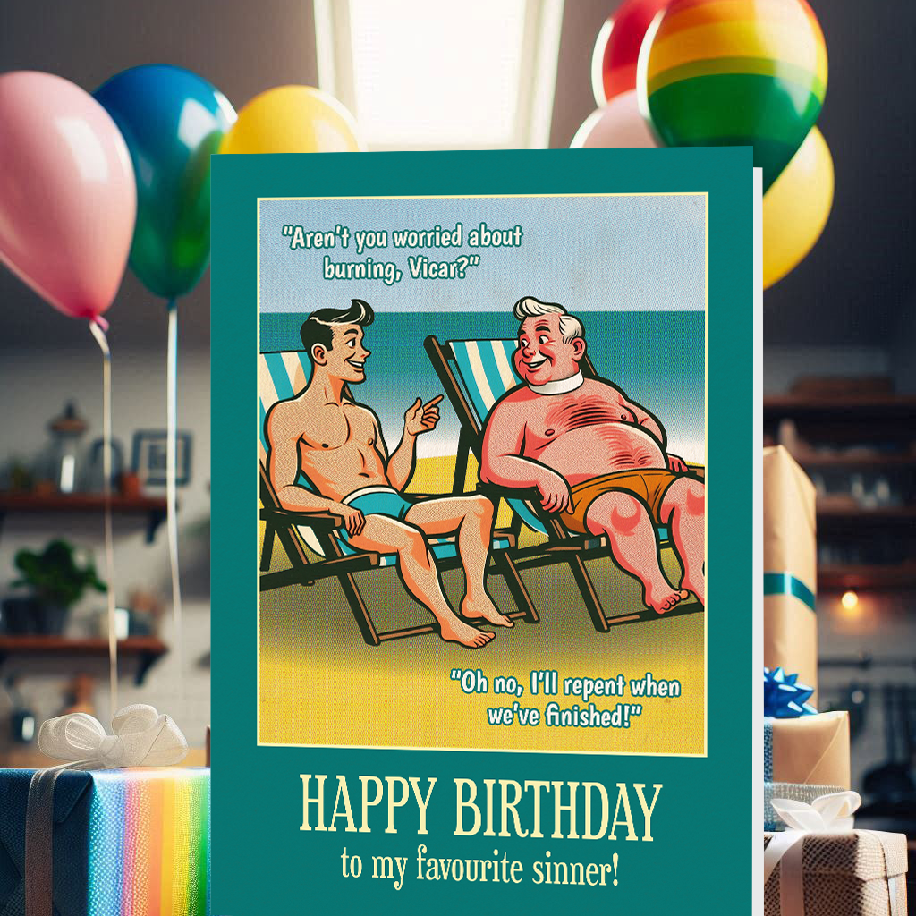 Funny Gay Birthday Card: To my favourite sinner