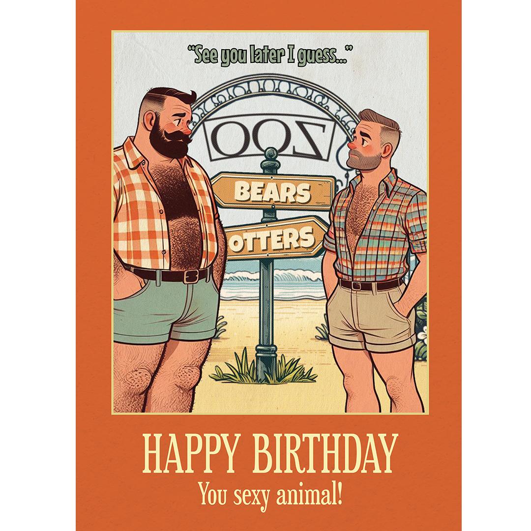 Funny gay birthday card: Otter & Bear