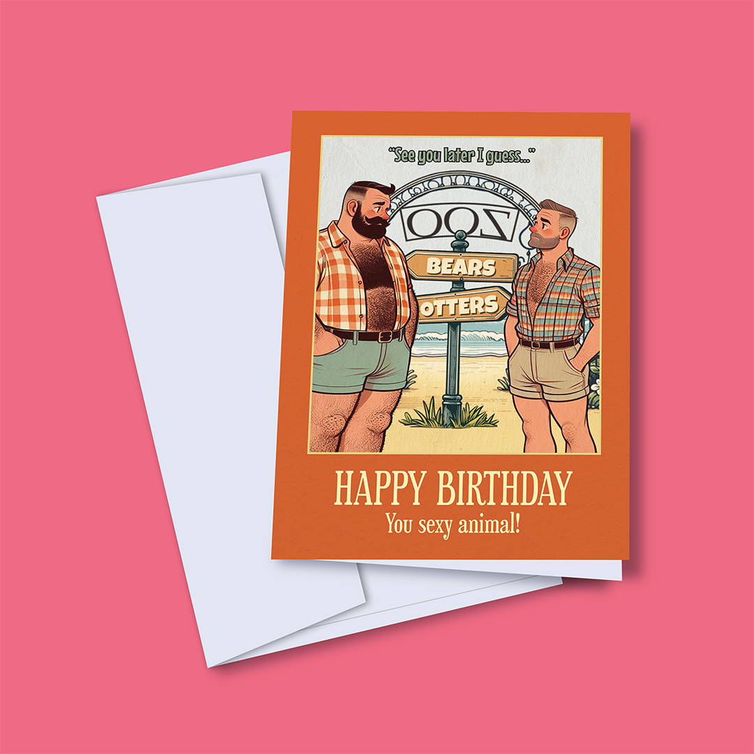 Funny gay birthday card: Otter & Bear