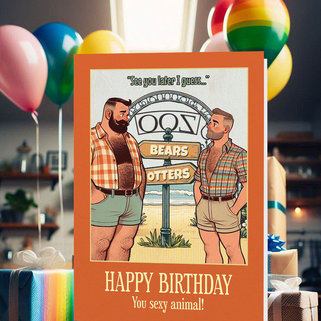 Funny gay birthday card: Otter & Bear