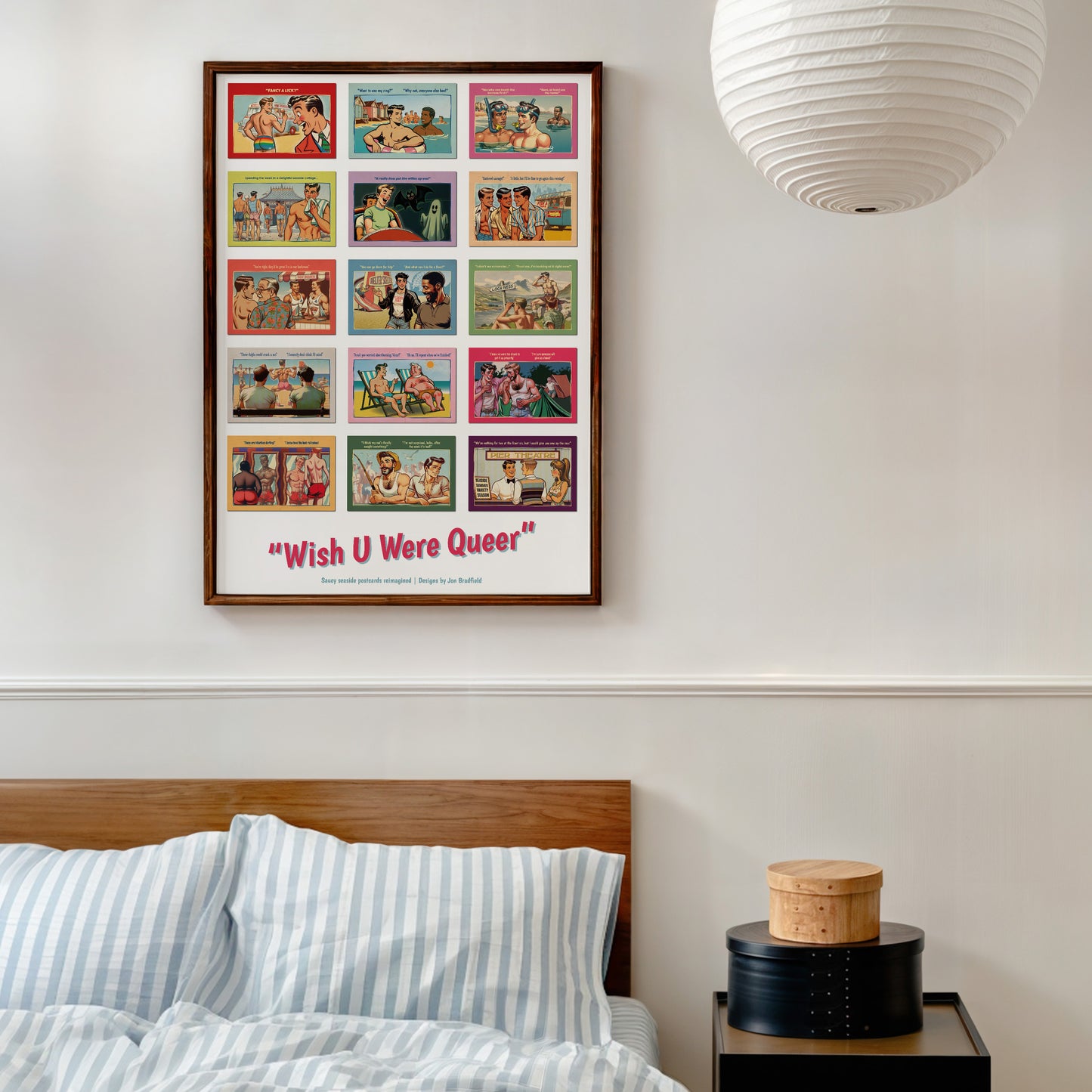 Giclée poster print: "Wish U Were Queer" Saucy Gay Seaside Postcards