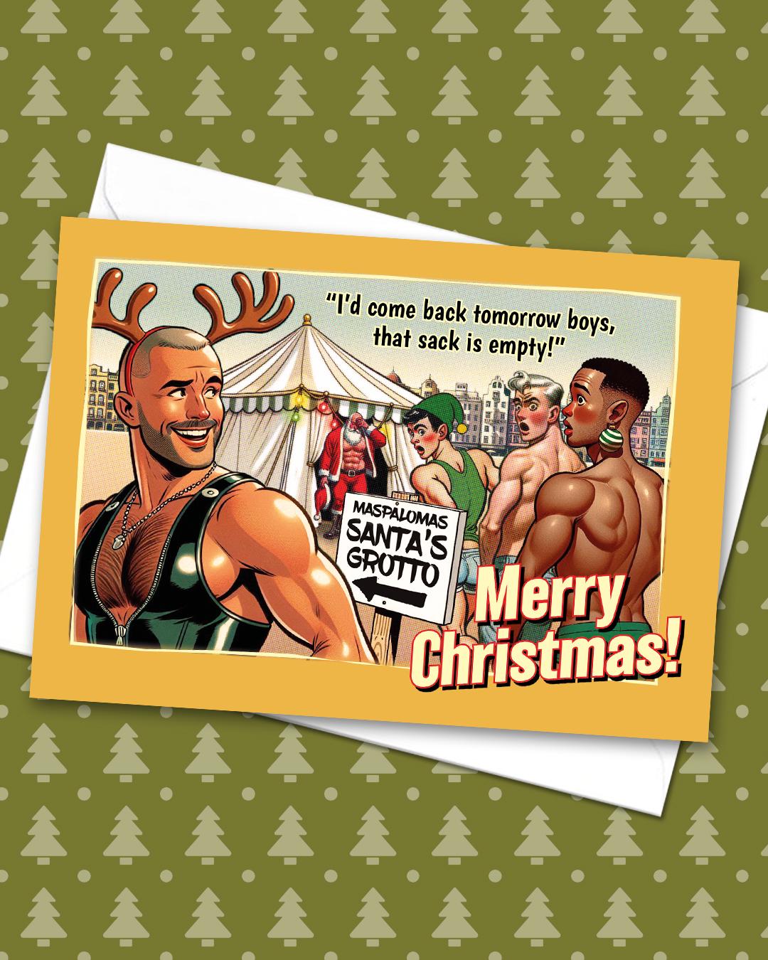 Pack of funny gay Christmas cards: Gran Canaria Santa's Grotto