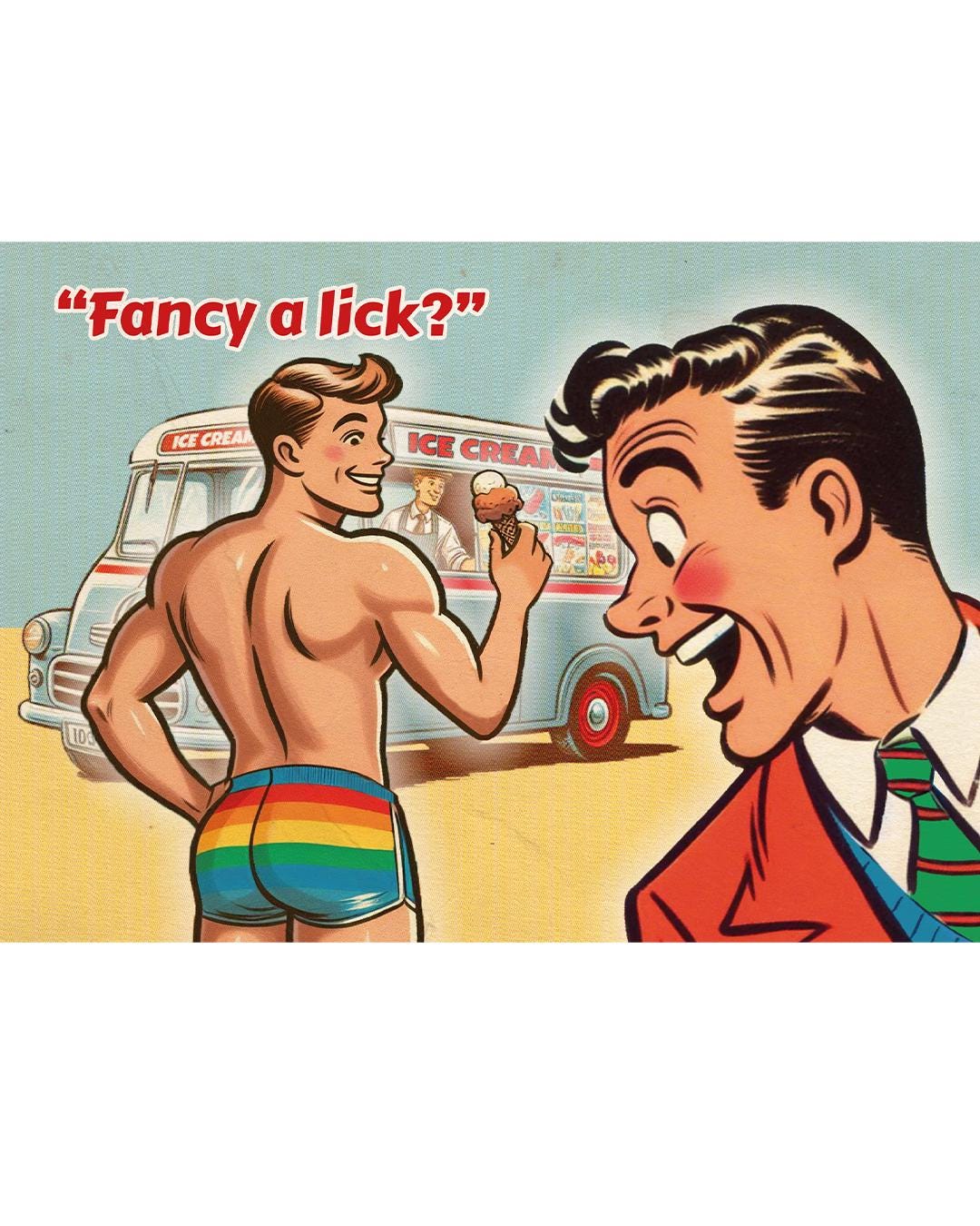 Funny Gay Greeting Card: Ice-cream