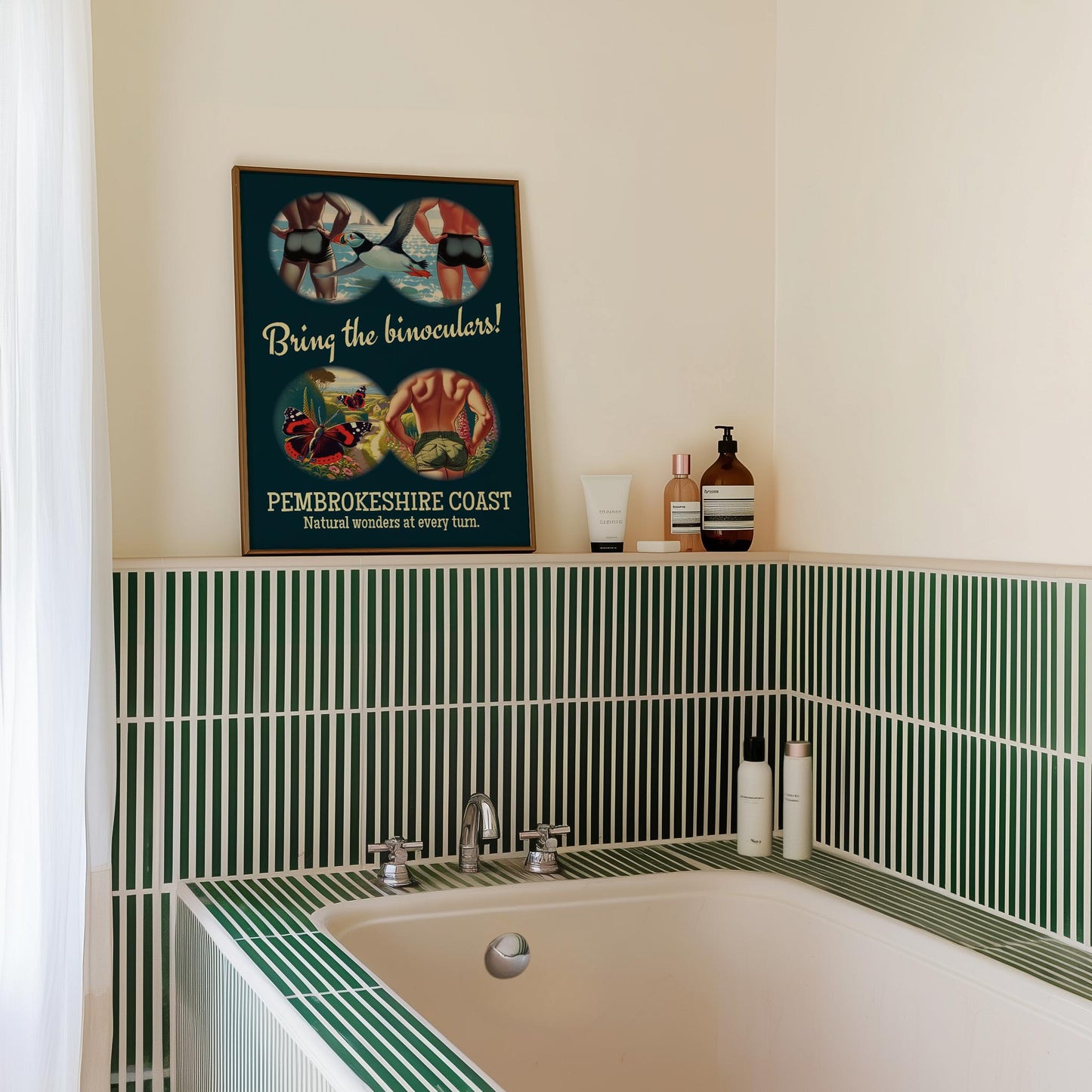 Gay retro travel poster print: Bring the binoculars
