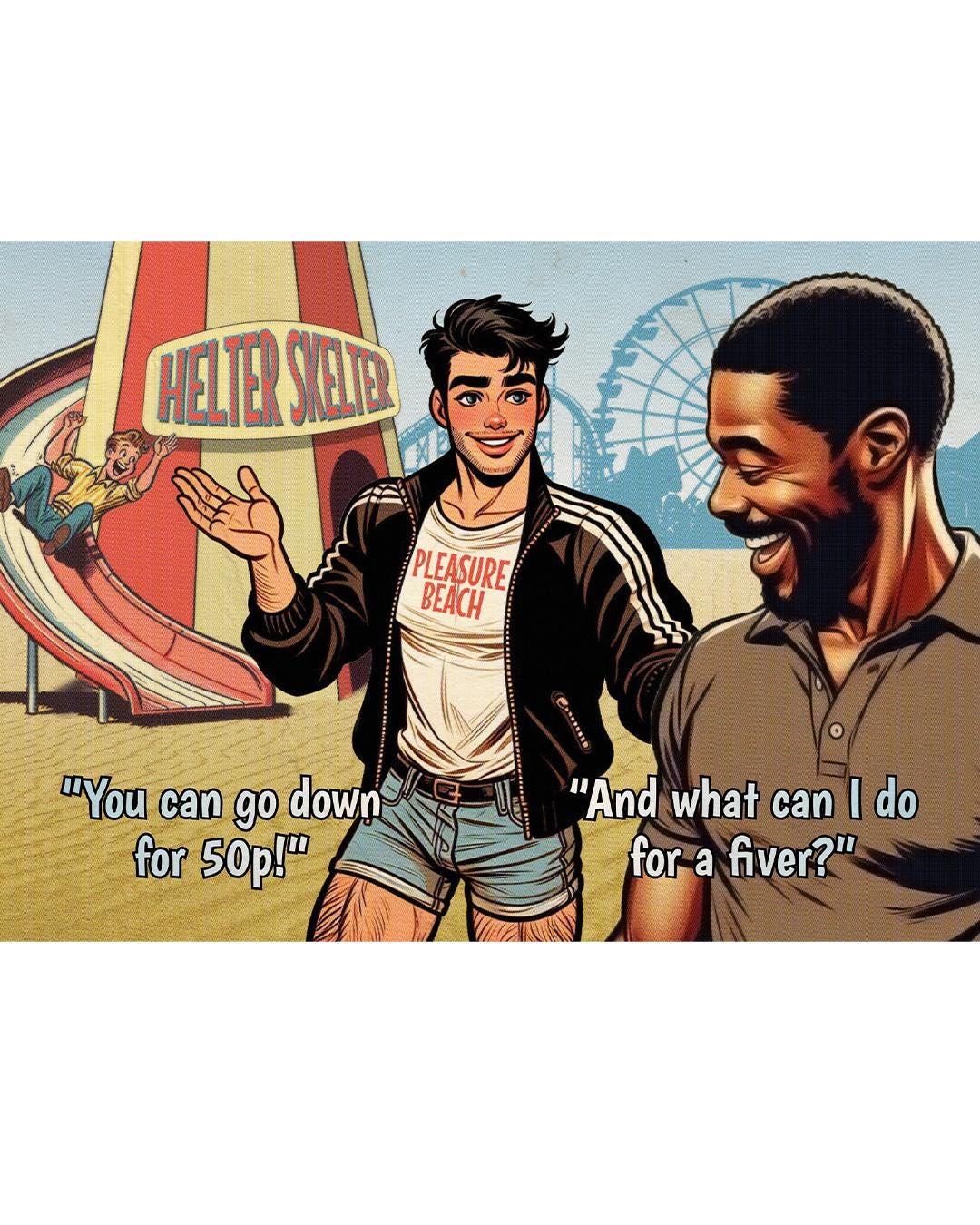 Funny Gay Greeting Card: Going Down
