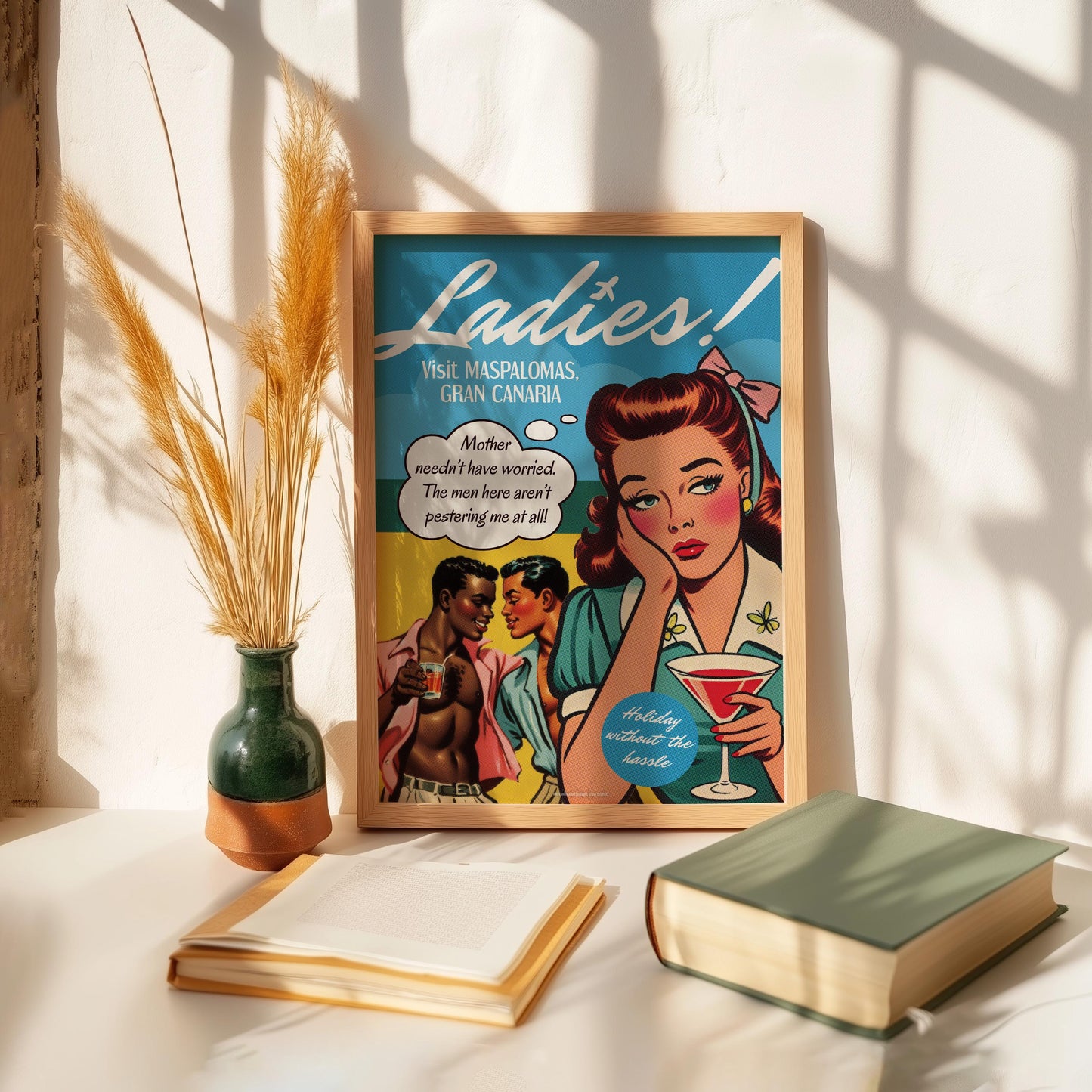 Gay retro travel poster print: Gran Canaria - Ladies (A4, A3, A2, A1, A0)