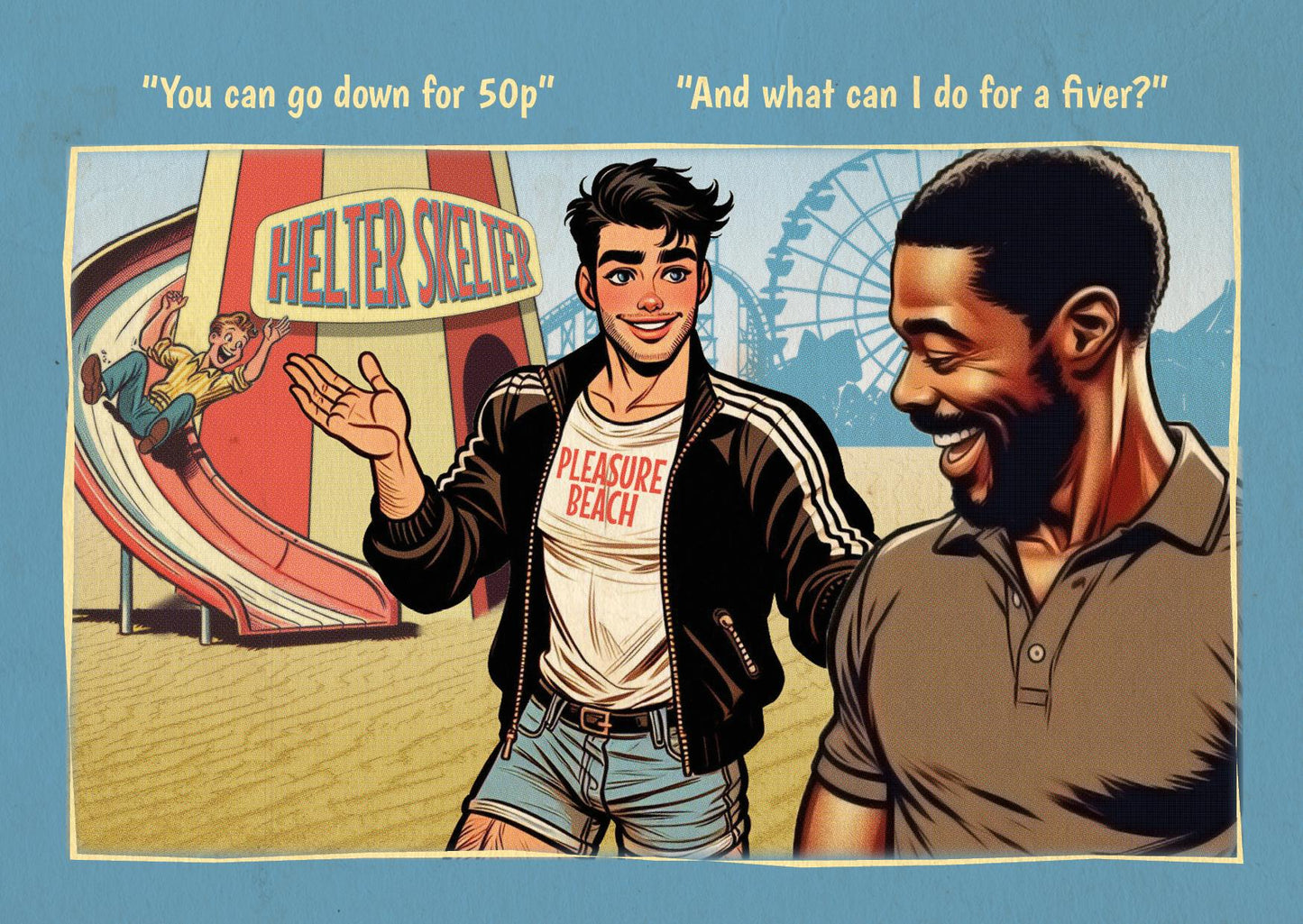 Gay art print, mounted: Going Down