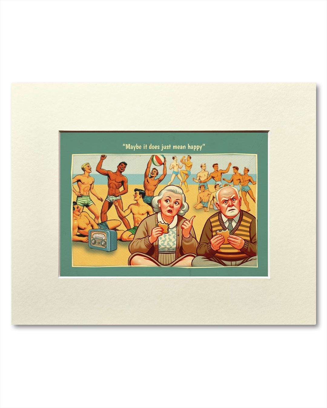 Gay art print, mounted: Happy