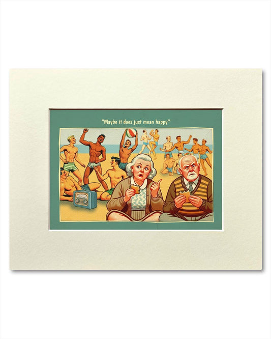 Gay art print, mounted: Happy