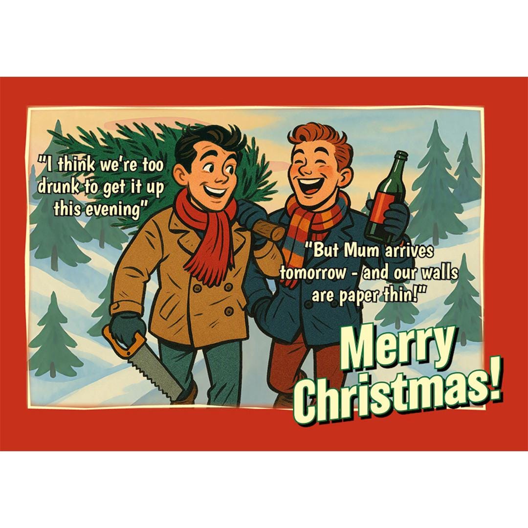 Funny gay Christmas cards set, assorted designs