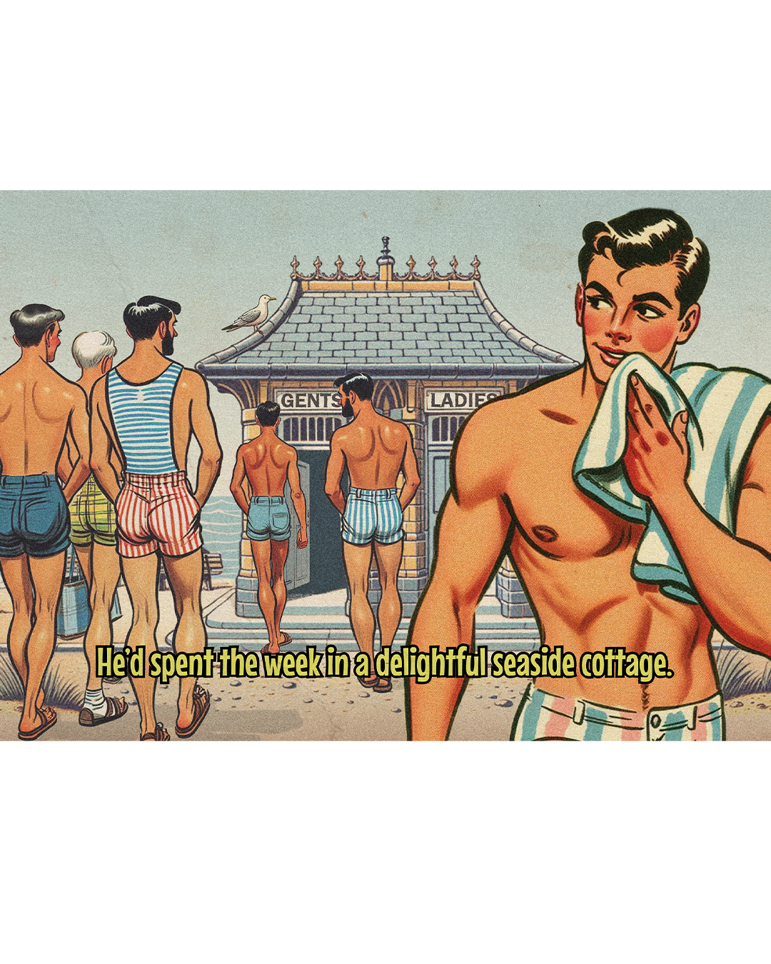 Funny gay greeting card: Cottage