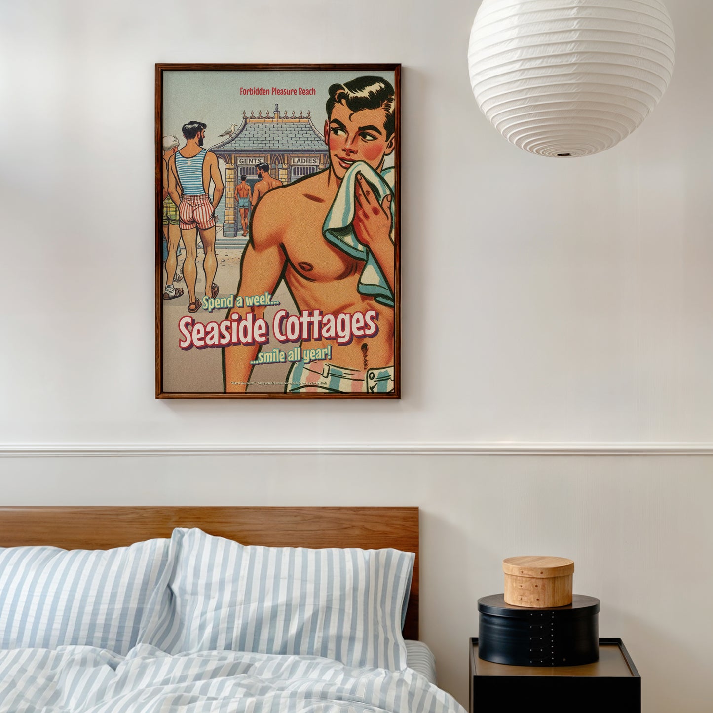 Gay retro giclée poster print: Seaside Cottage