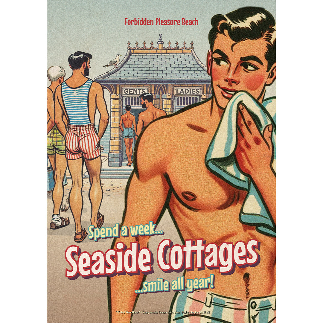 Gay retro giclée poster print: Seaside Cottage