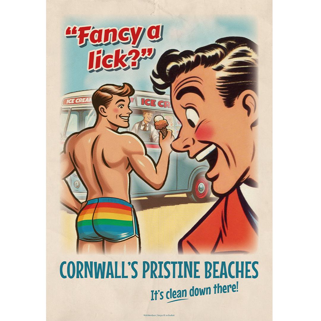 Gay retro travel poster print: Fancy A Lick?