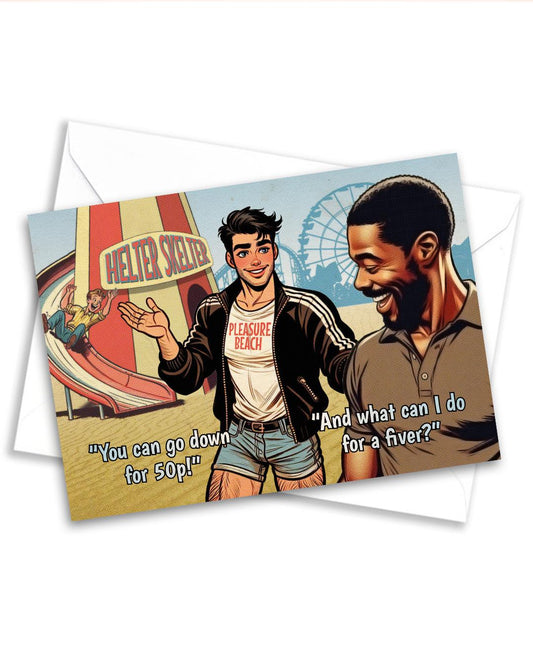 Funny Gay Greeting Card: Going Down