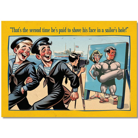 Funny Gay Art Postcard: Sailor's Hole