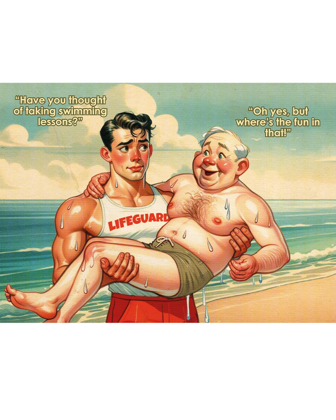 Funny Gay Greeting Card: Sexy Lifeguard