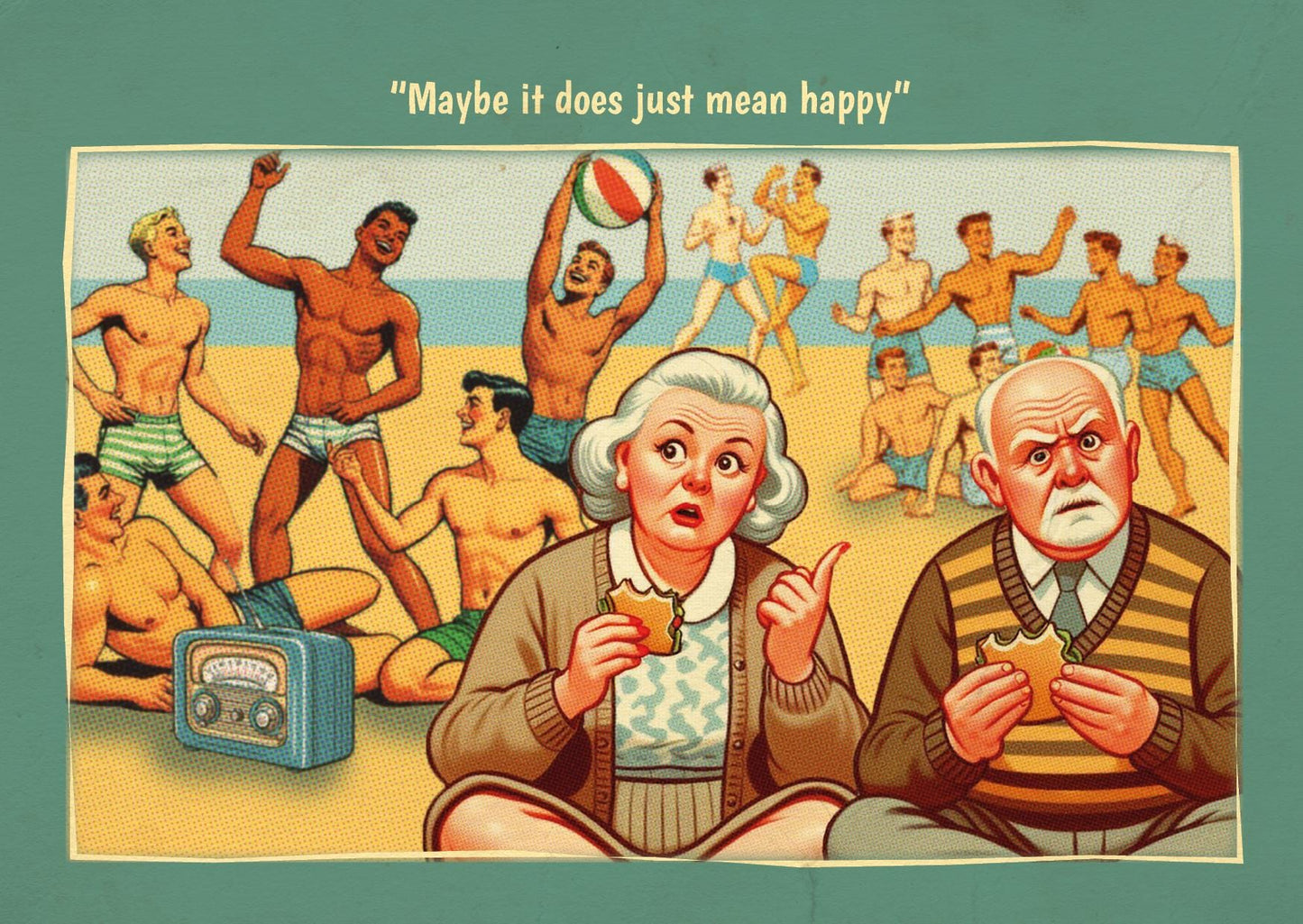 Gay art print, mounted: Happy