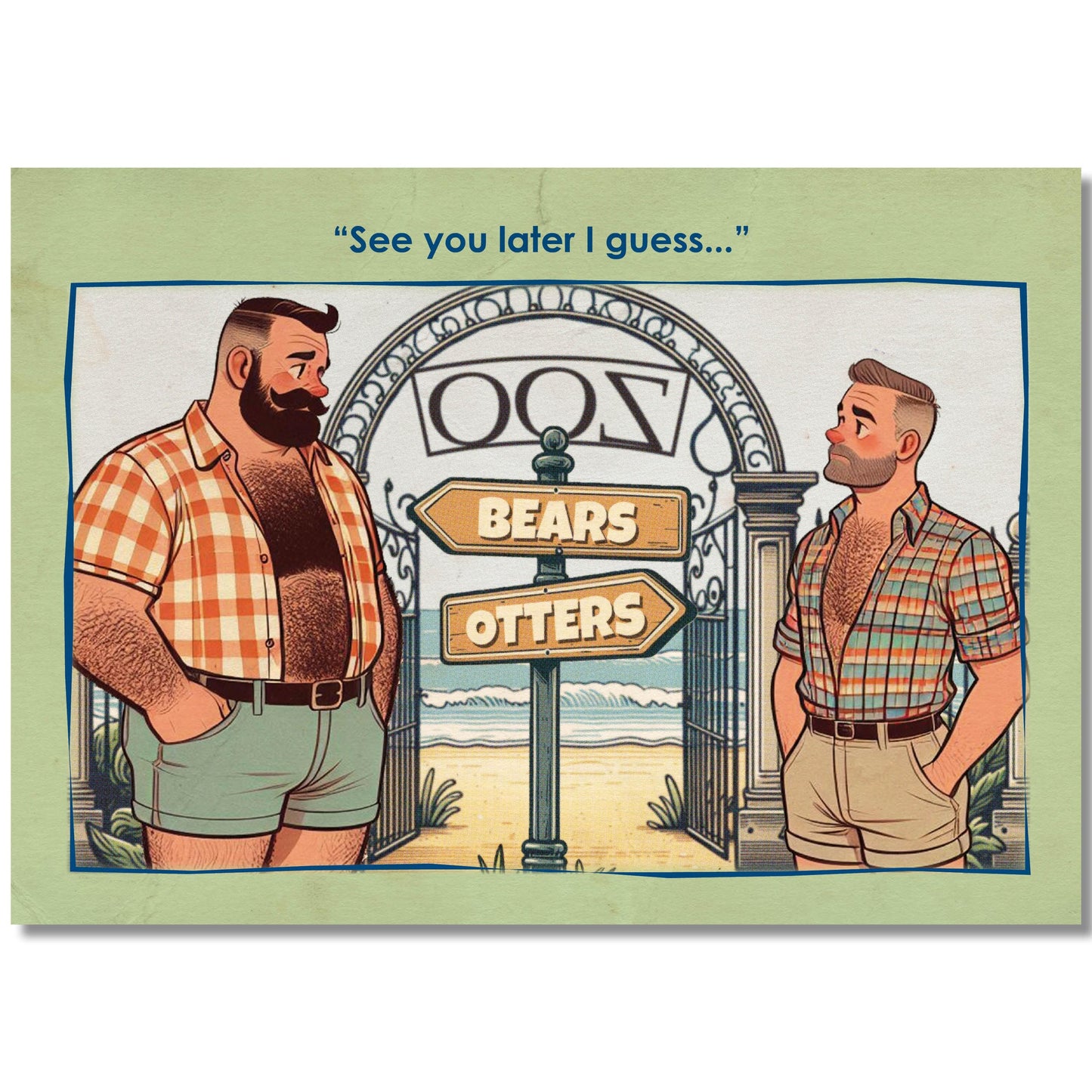 Gay Art Postcard: Otter & Bear
