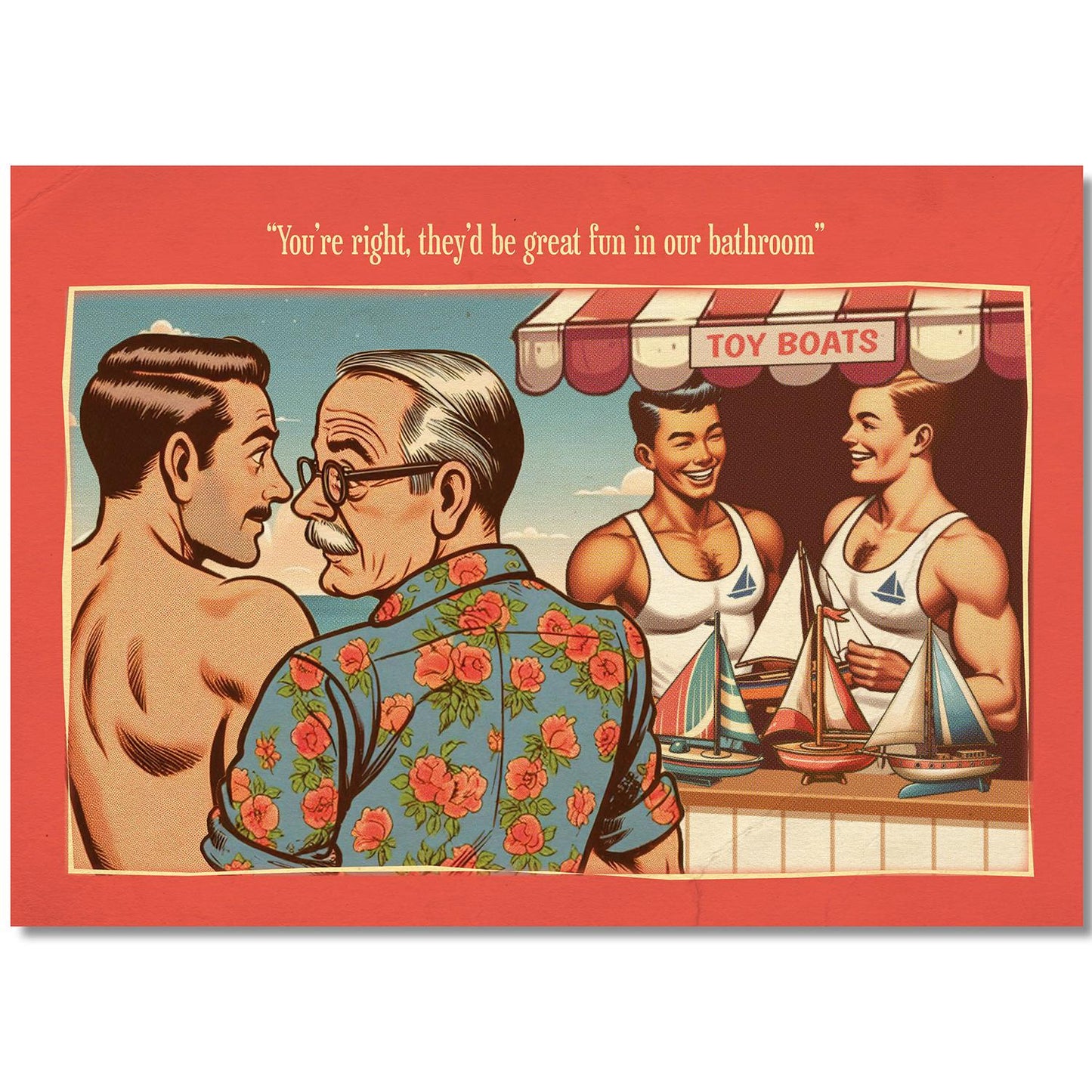 Gay Art Postcard: Bathroom Fun