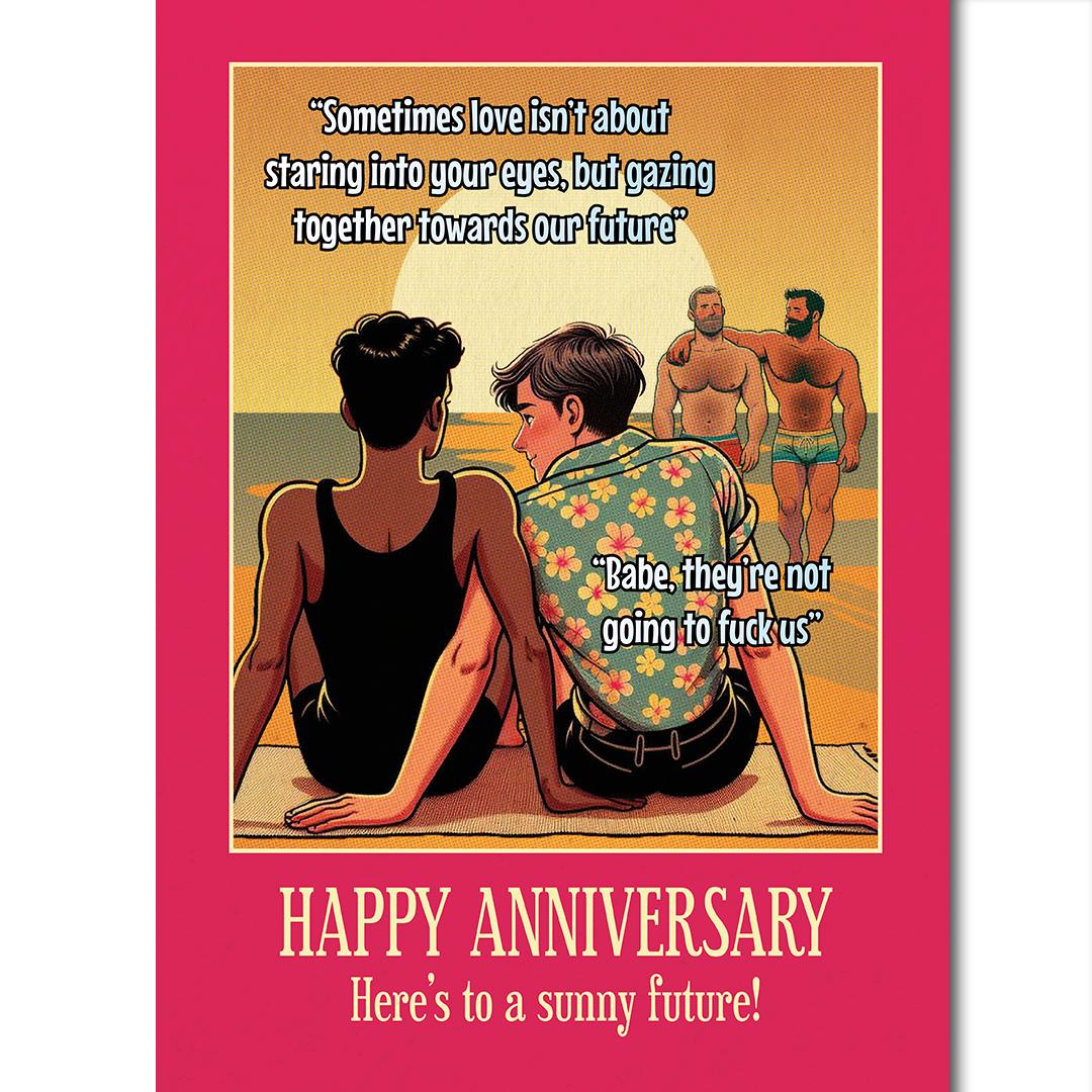 Funny Gay Anniversary Card: Sunny Future