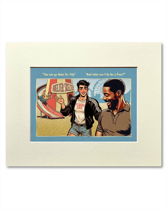 Gay art print, mounted: Going Down