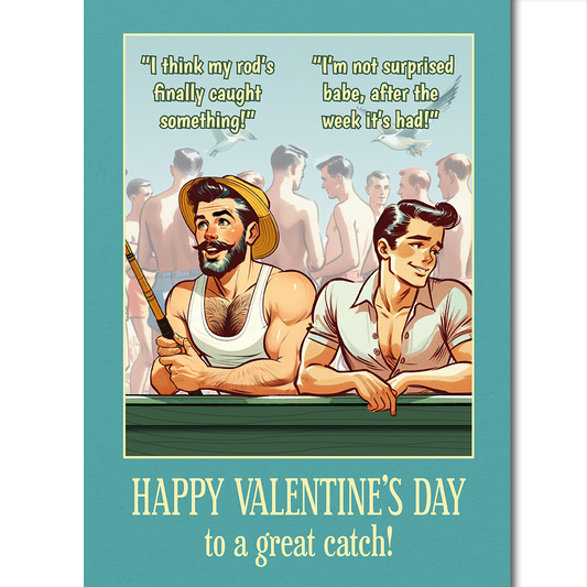 Funny Gay Valentines Card: Catch