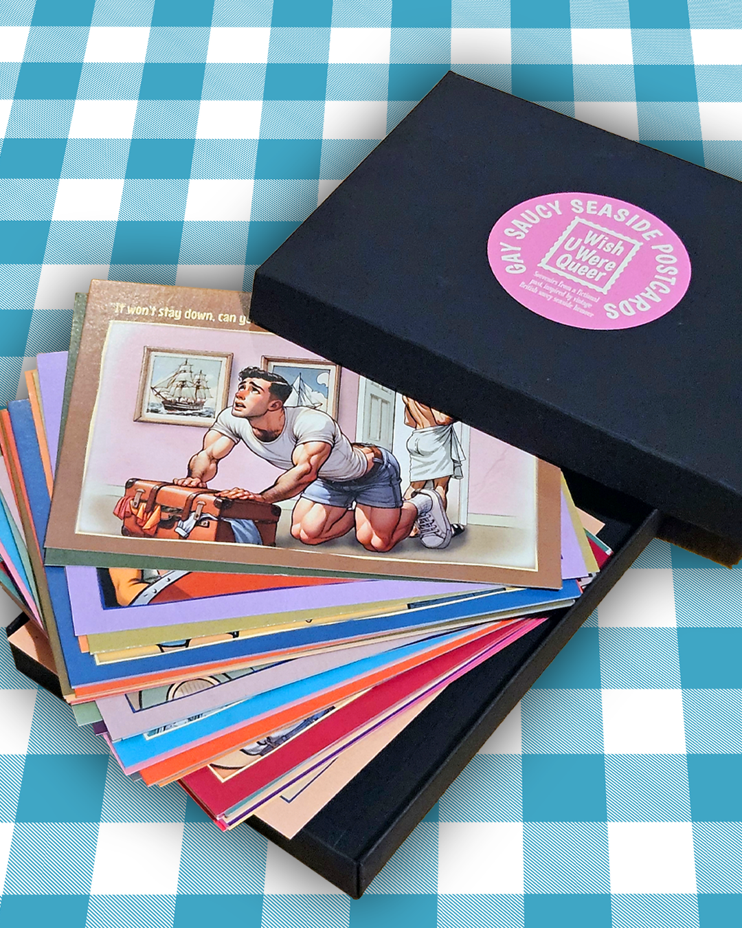 Retro Gay Postcards Gift Collection: Saucy Seaside Humour Box (42 cards)