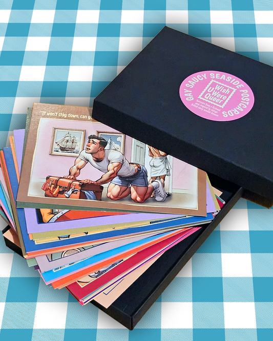 Retro Gay Postcards Gift Collection: Saucy Seaside Humour Box (42 cards)
