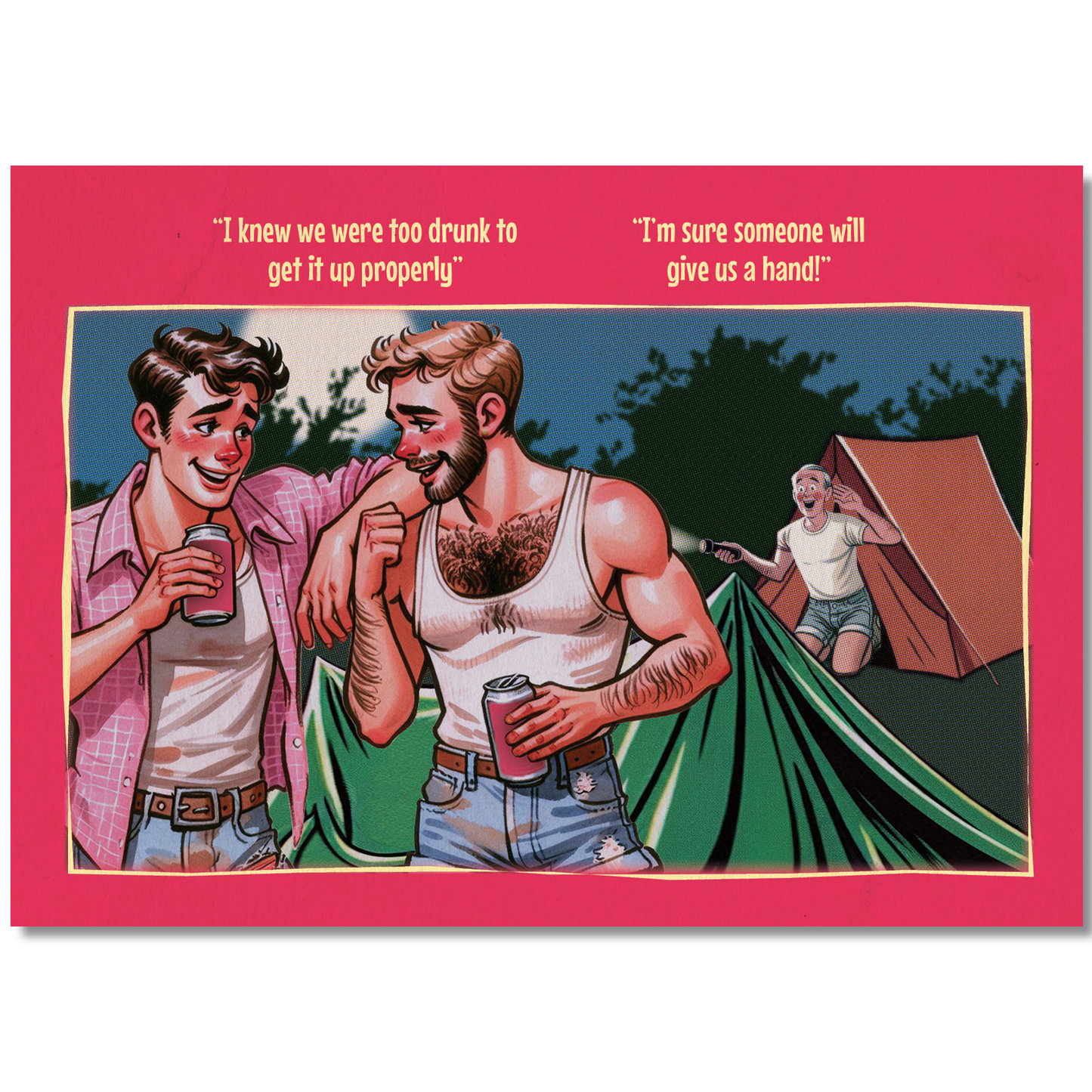 Funny Gay Art Postcard: Get It Up