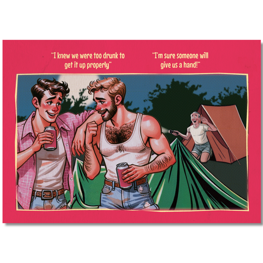 Funny Gay Art Postcard: Get It Up