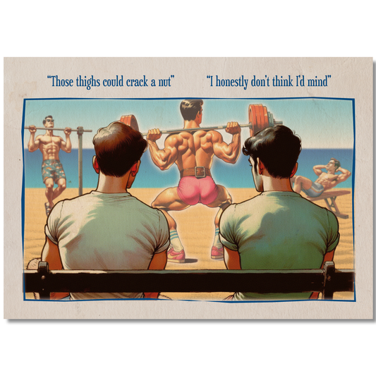 Funny Gay Art Postcard: Crack A Nut