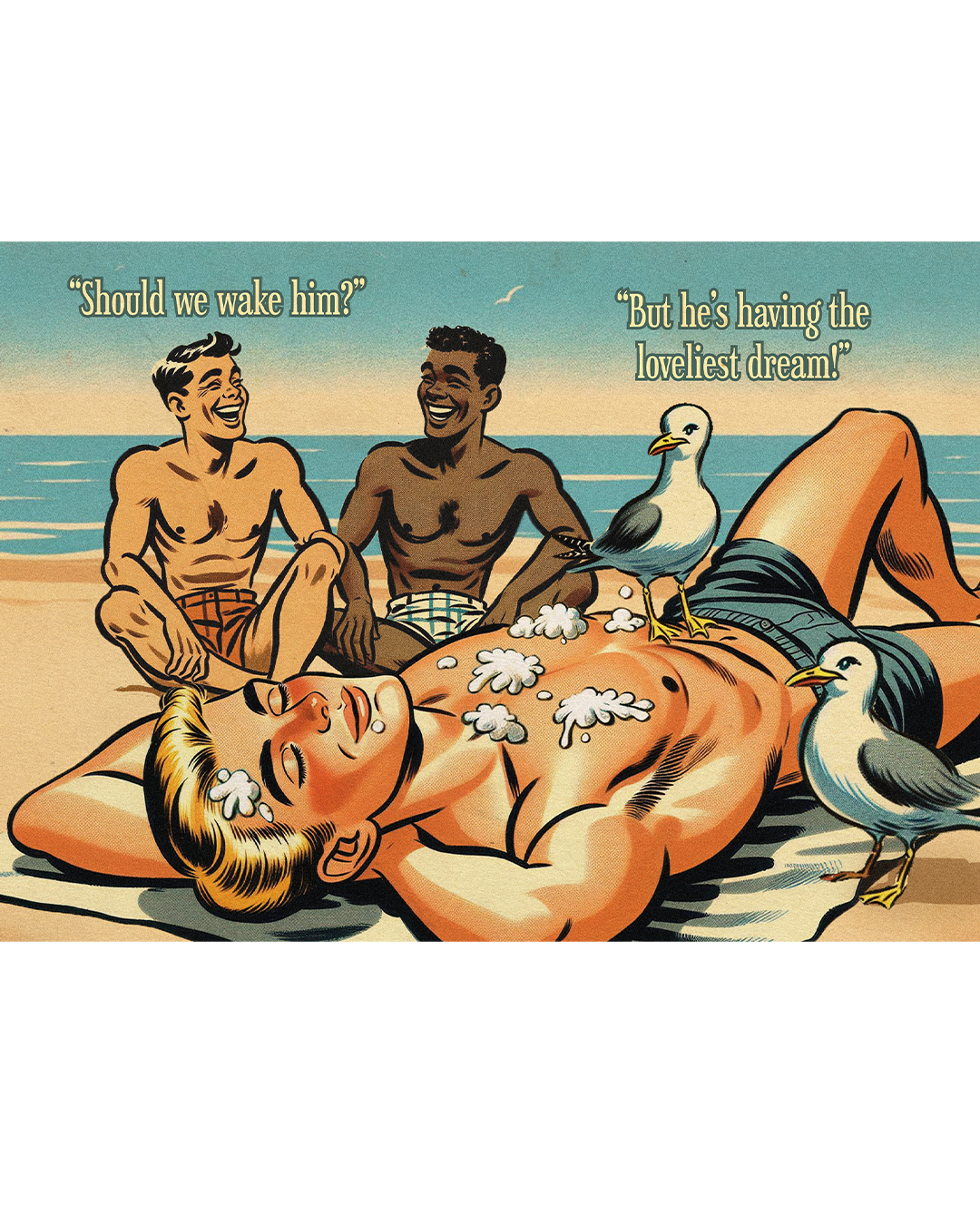 Funny gay greeting card: Seagulls