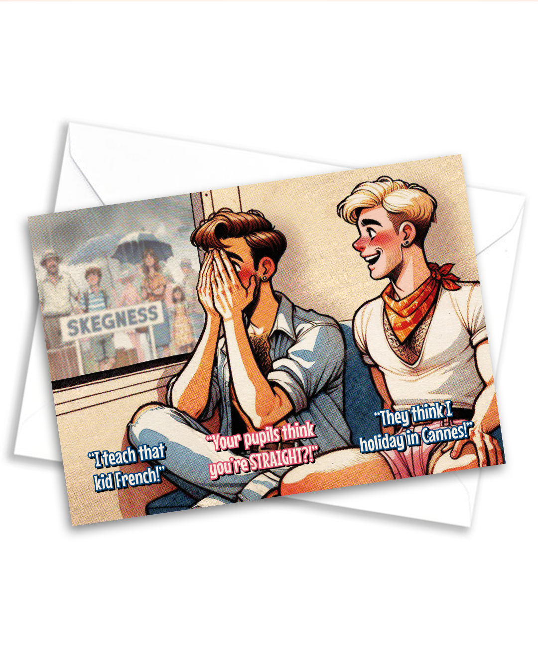 Funny gay greeting card: Gays on a Train