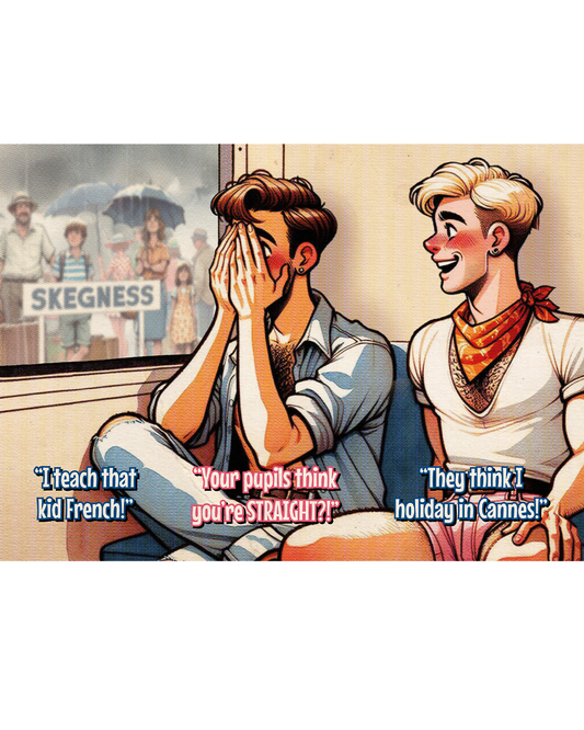 Funny gay greeting card: Gays on a Train